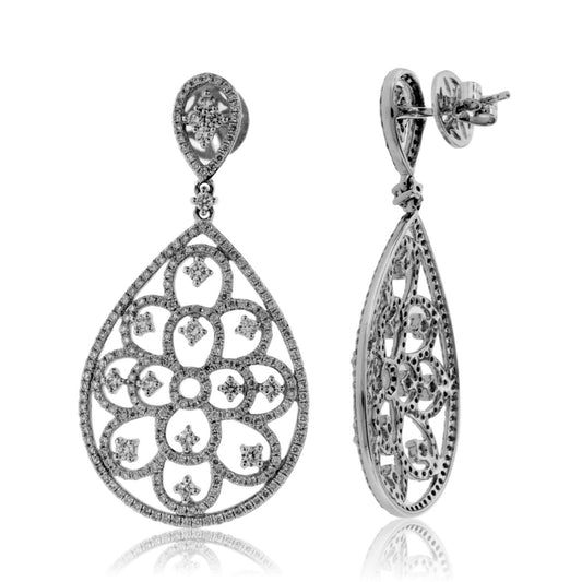 Intricate Diamond Drop Earrings - Park City Jewelers