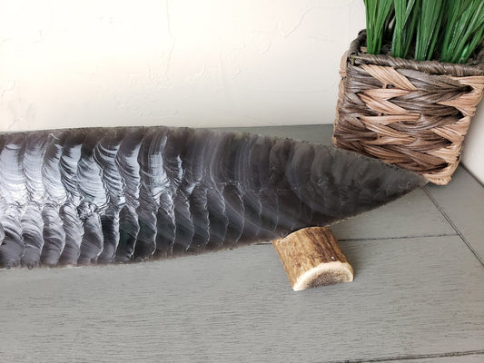 Knapped Rainbow Obsidian Blade with Antler Stands - Park City Jewelers
