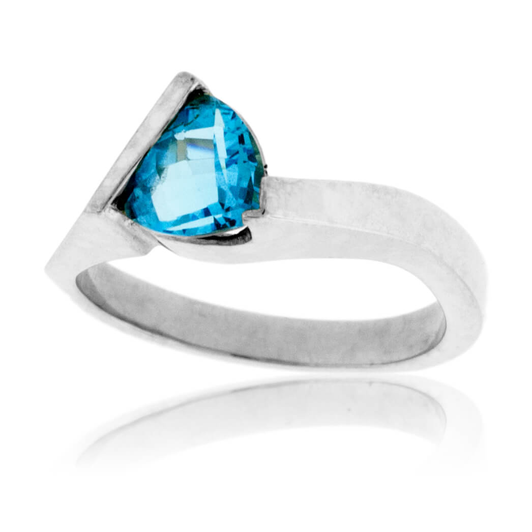 Lapis Inlay and Blue Topaz Trillion Ring - Park City Jewelers