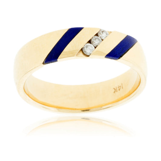 Lapis Strip and Channel Set Diamond Ring - Park City Jewelers