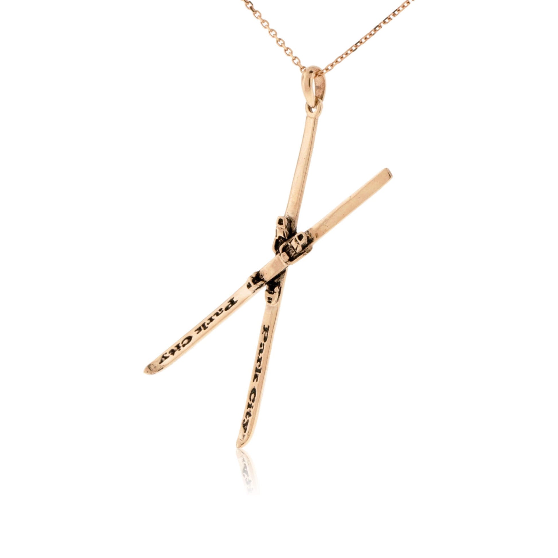 Large Crossed Skis "Park City" Charm or Pendant - Park City Jewelers