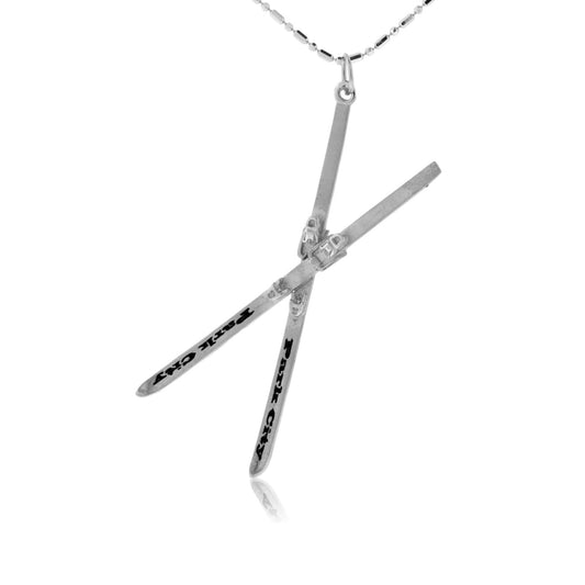 Large Crossed Skis "Park City" Charm or Pendant - Park City Jewelers
