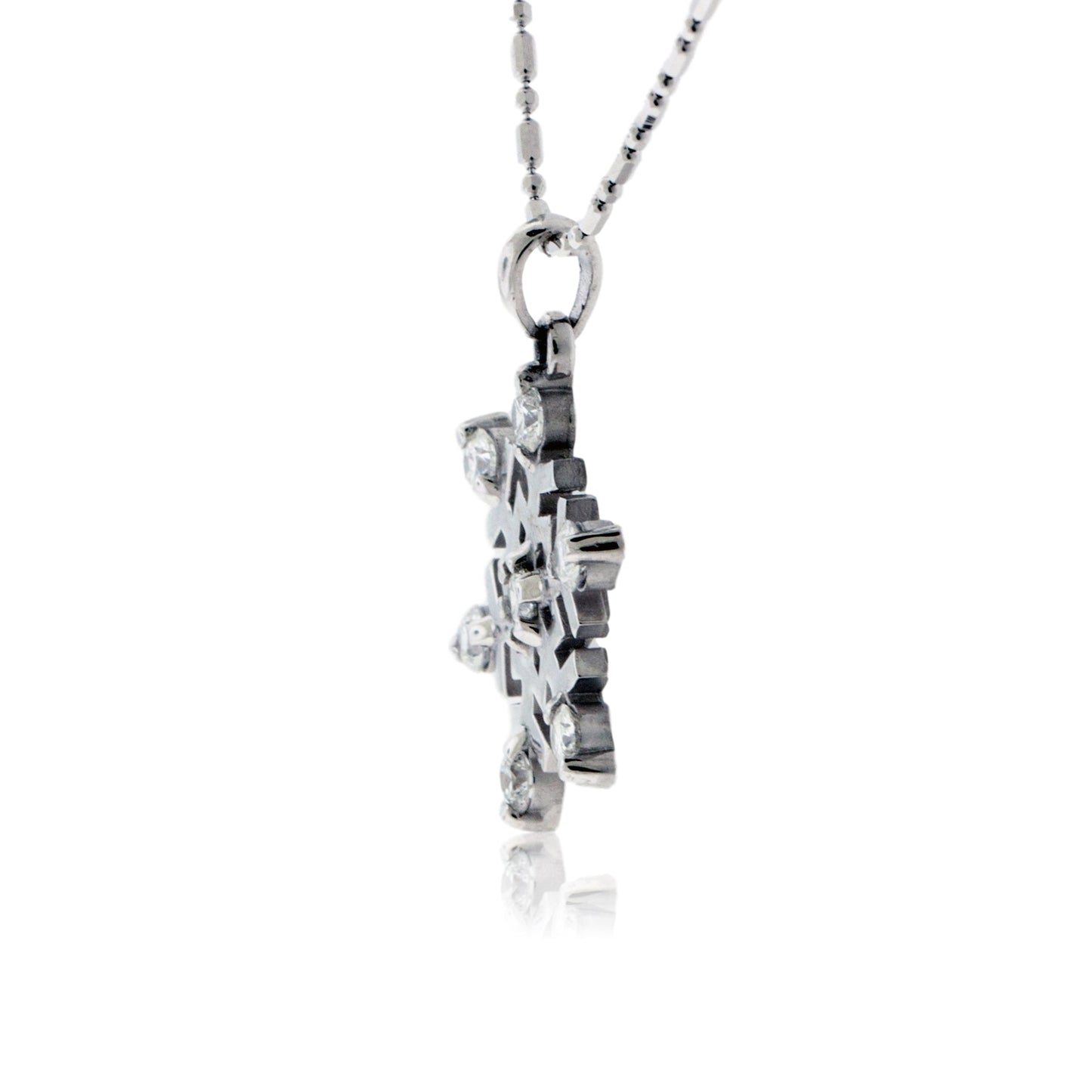 Large Diamond Tipped Snowflake Necklace - Park City Jewelers