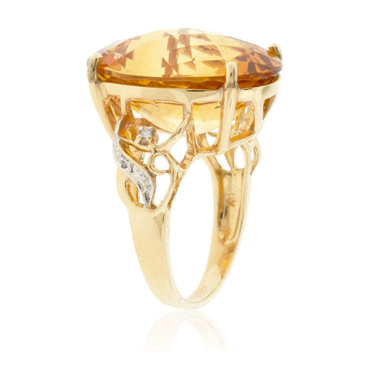 Large Oval Citrine & Diamond Ring - Park City Jewelers