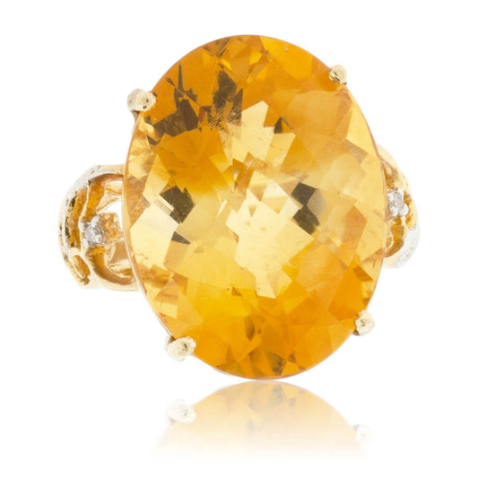 Large Oval Citrine & Diamond Ring - Park City Jewelers