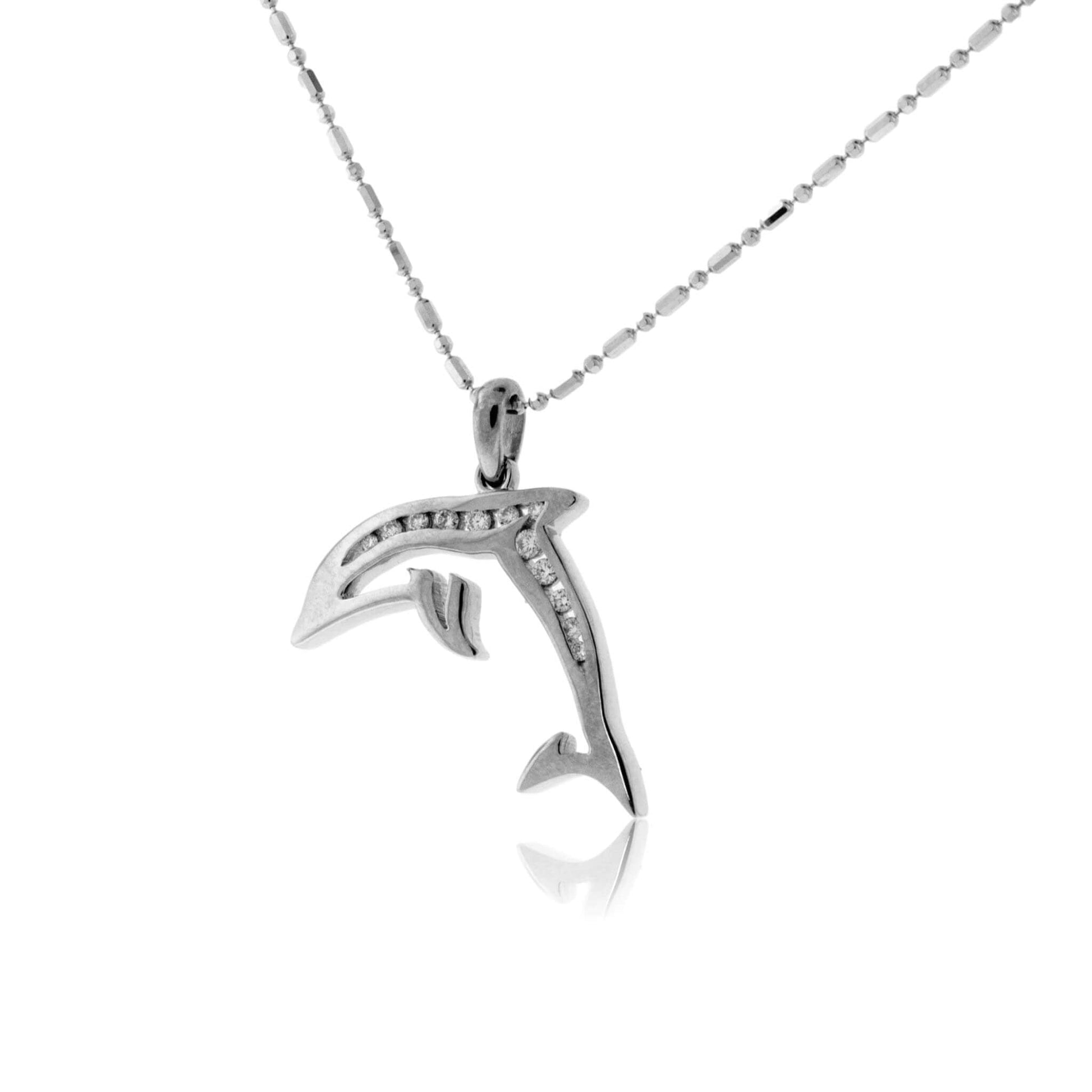 Larger Diamond Lined Dolphin Pendant - Park City Jewelers