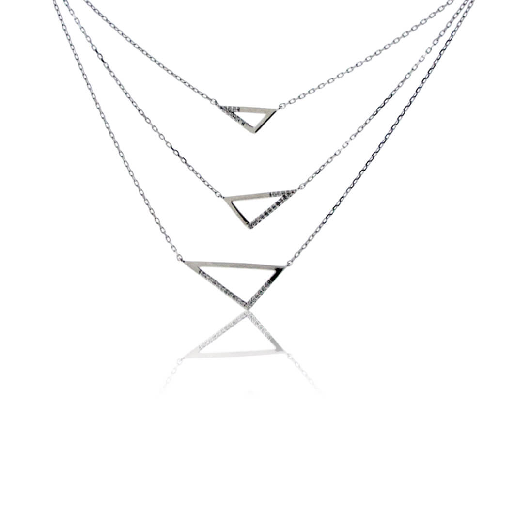 Layered Diamond 3 Triangle Necklace - Park City Jewelers