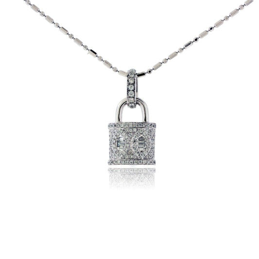 Lock Style Diamond Pendant w/Chain - Park City Jewelers