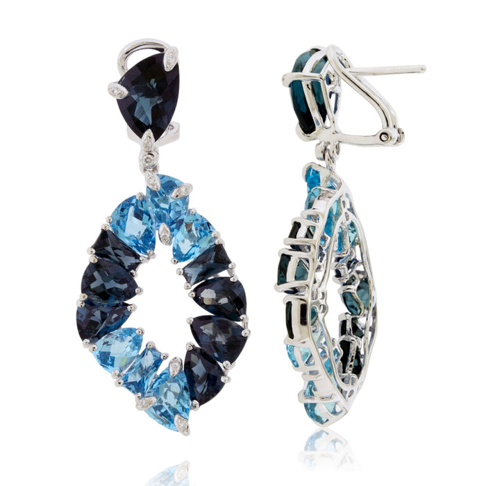 London Blue to Sky Blue Topaz Diamond Accented Earrings - Park City Jewelers