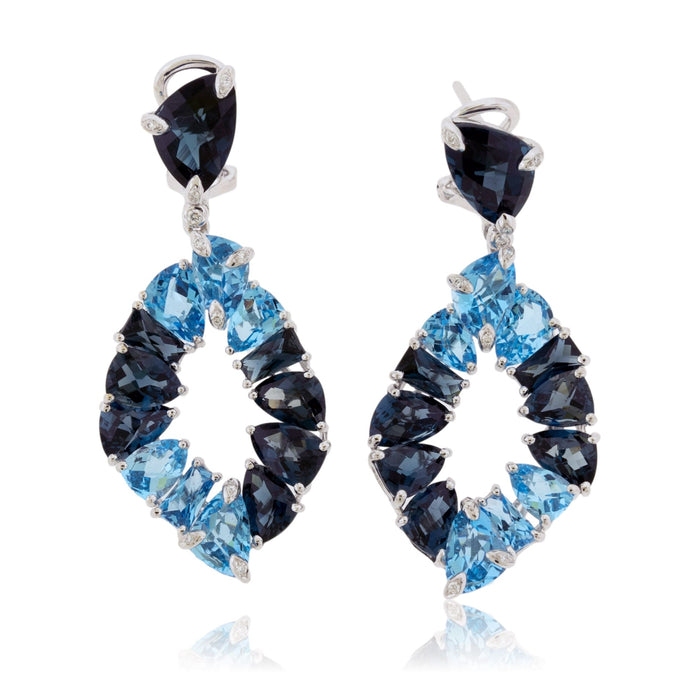 London Blue to Sky Blue Topaz Diamond Accented Earrings - Park City Jewelers