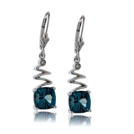London Blue Topaz and Diamond Dangle Earrings - Park City Jewelers