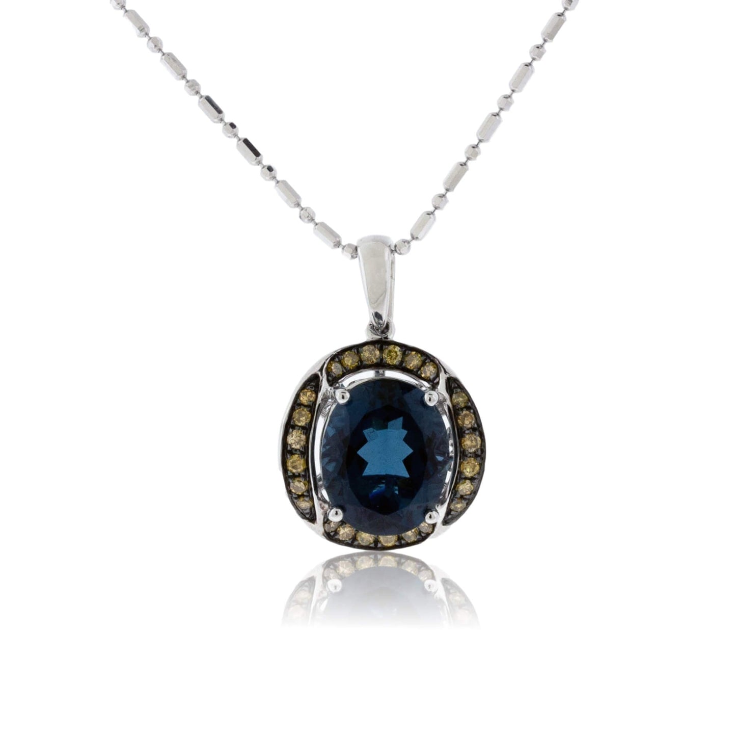 London Blue Topaz & Brown Diamond Pendant - Park City Jewelers