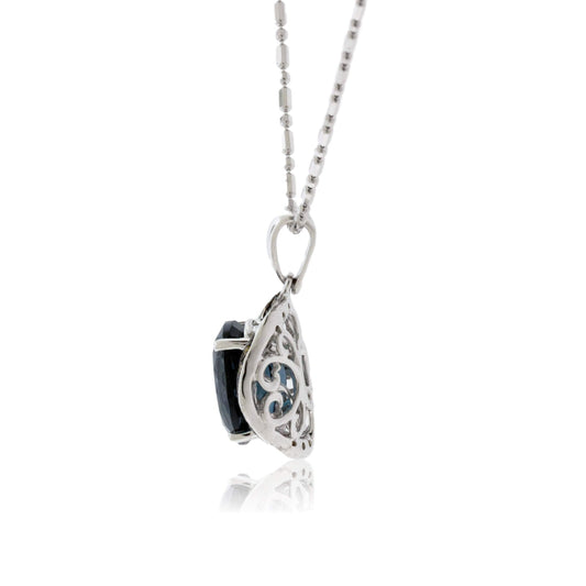 London Blue Topaz & Brown Diamond Pendant - Park City Jewelers