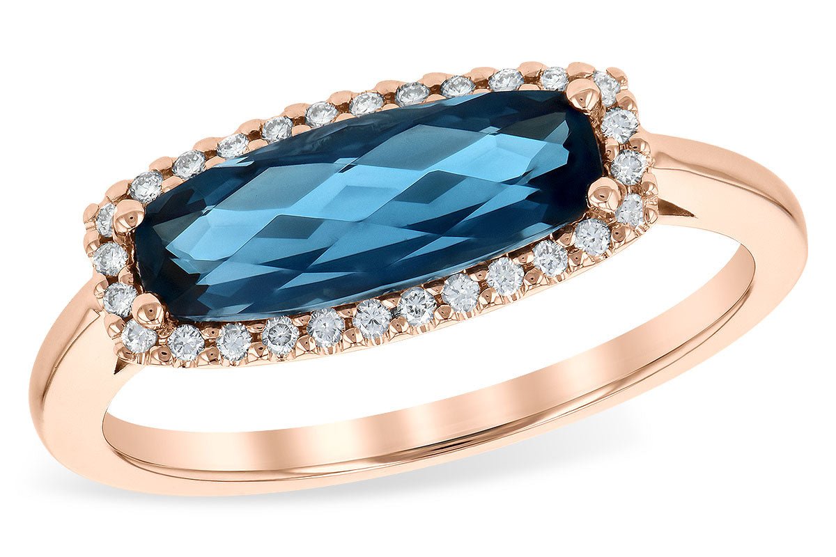 Long Oval London Blue Topaz Filigree Style Ring - Park City Jewelers