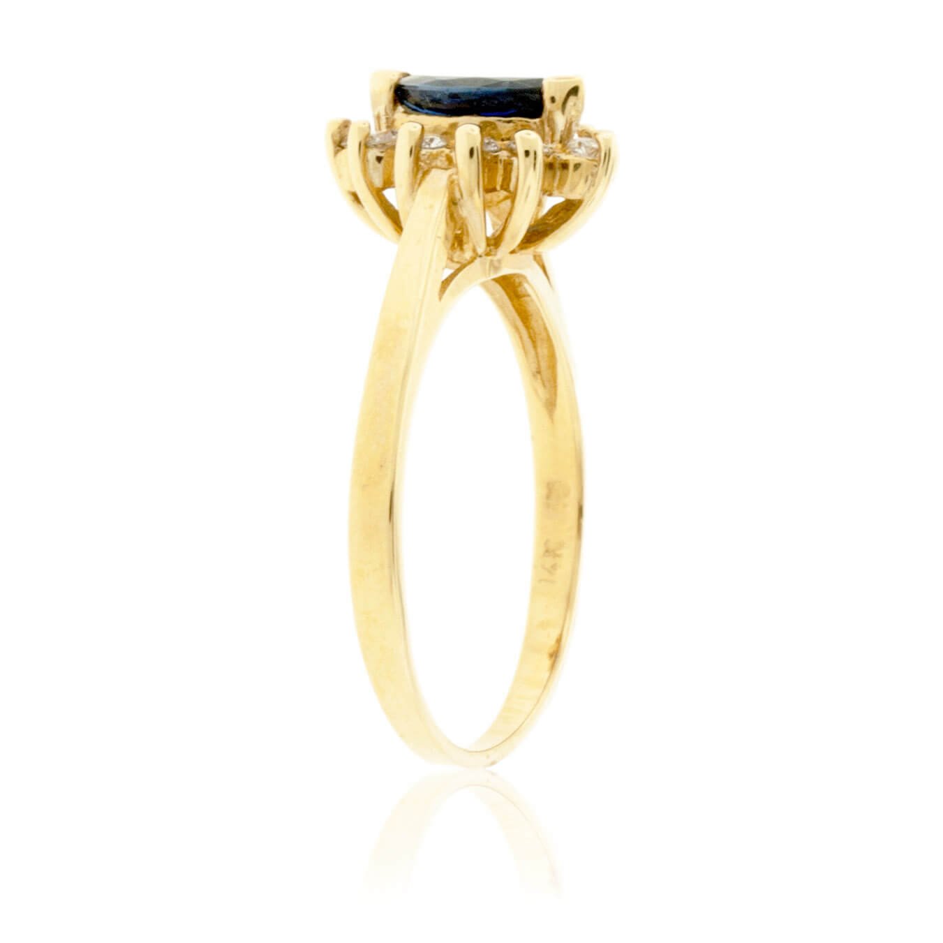 Marquise Blue Sapphire and Classic Diamond Halo Ring - Park City Jewelers
