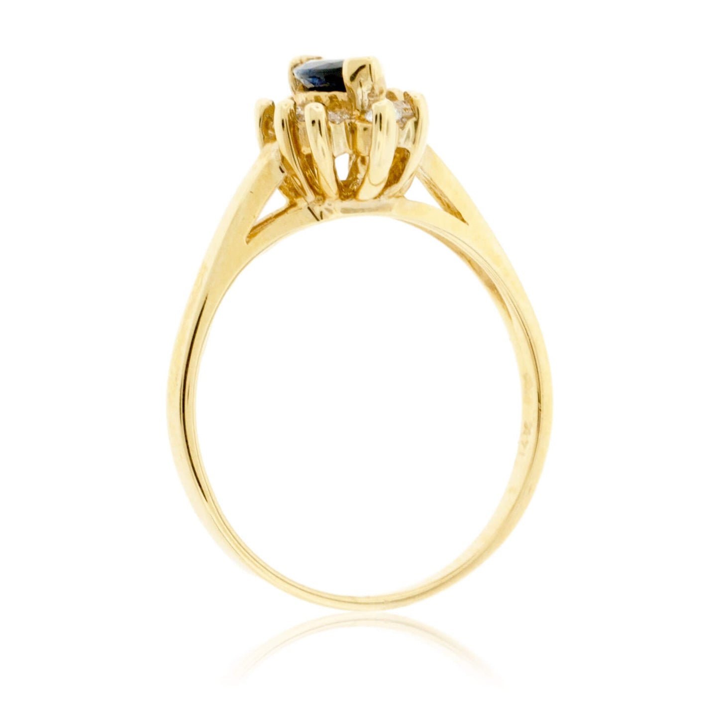 Marquise Blue Sapphire and Classic Diamond Halo Ring - Park City Jewelers