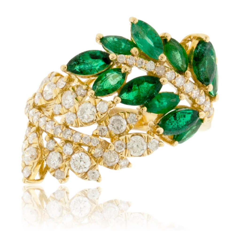 Marquise Cut Emerald & Diamond Fashion Ring - Park City Jewelers