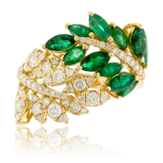 Marquise Cut Emerald & Diamond Fashion Ring - Park City Jewelers