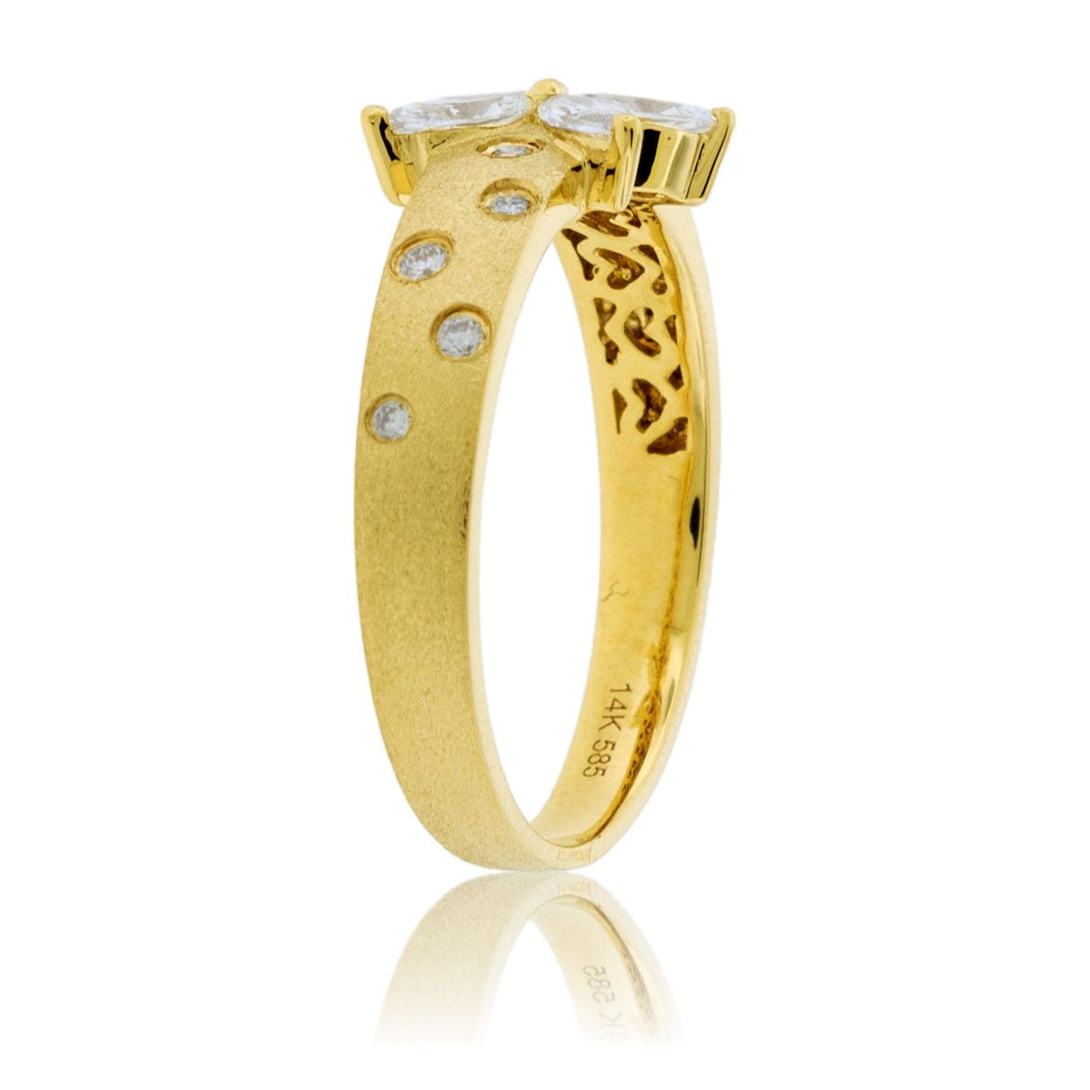 Marquise Diamond Florette Gold Satin Finish Flush Set Ring - Park City Jewelers