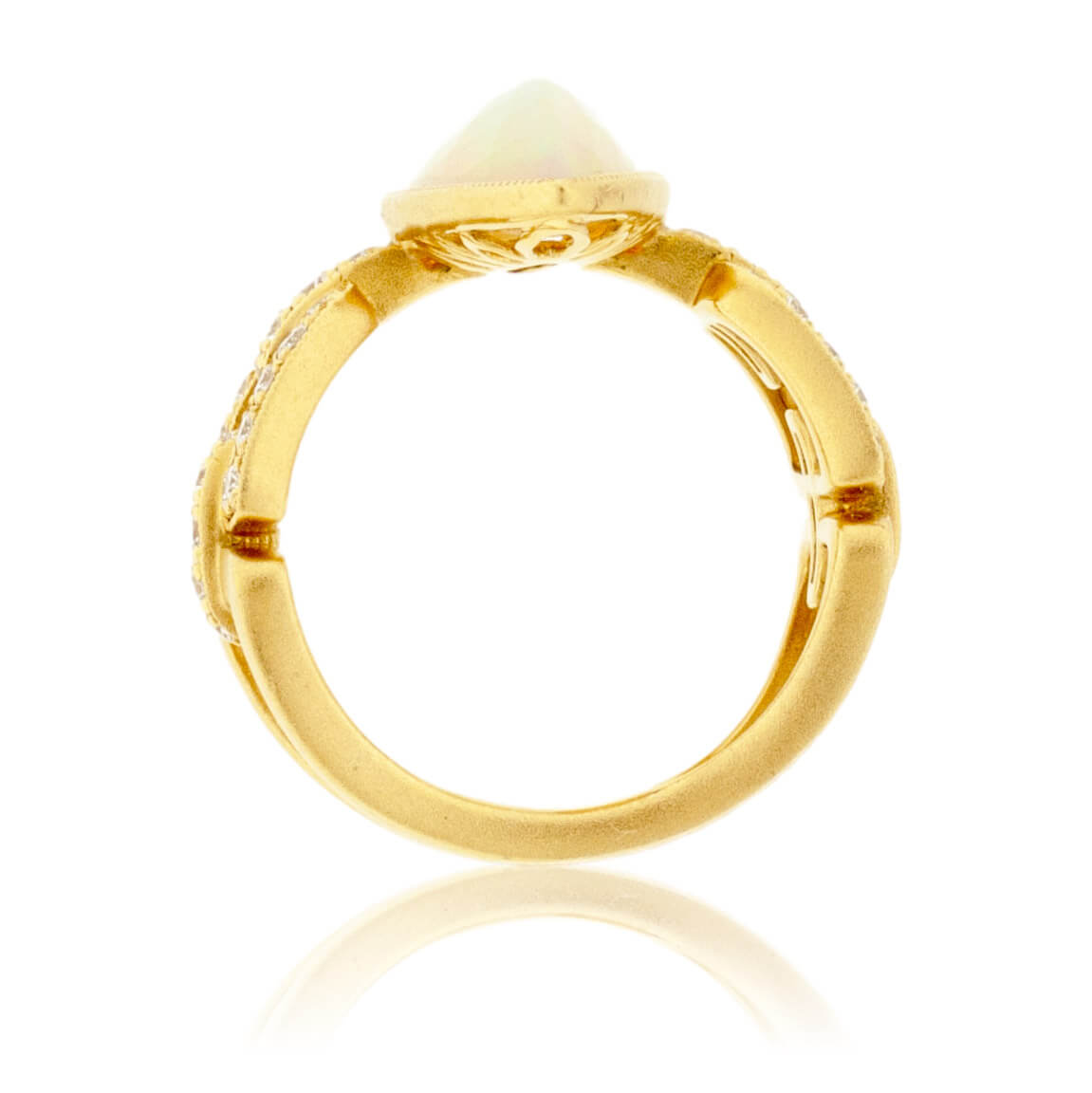 Marquise Shaped Ethiopian Opal & Halo Intricate Ring - Park City Jewelers