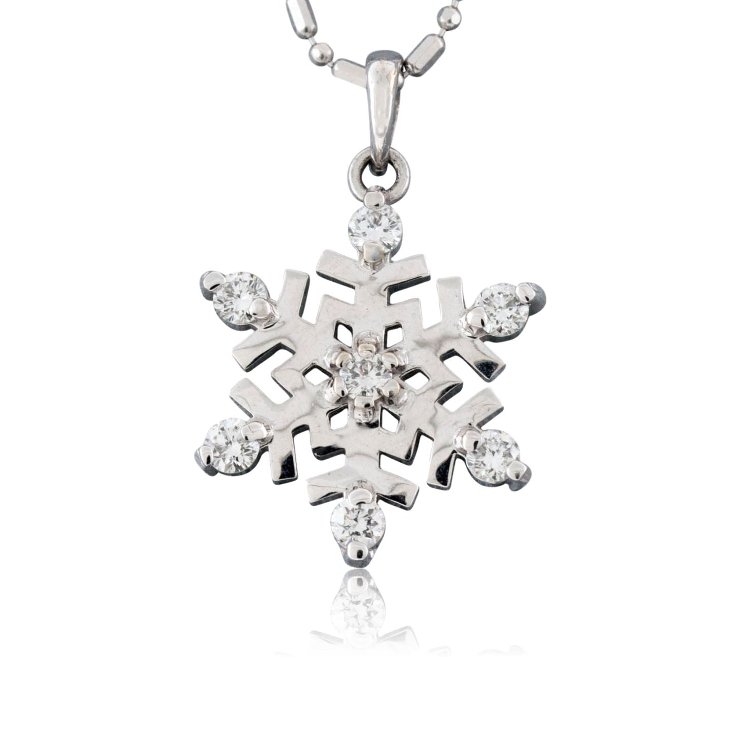 Medium Diamond Tipped Snowflake Necklace - Park City Jewelers