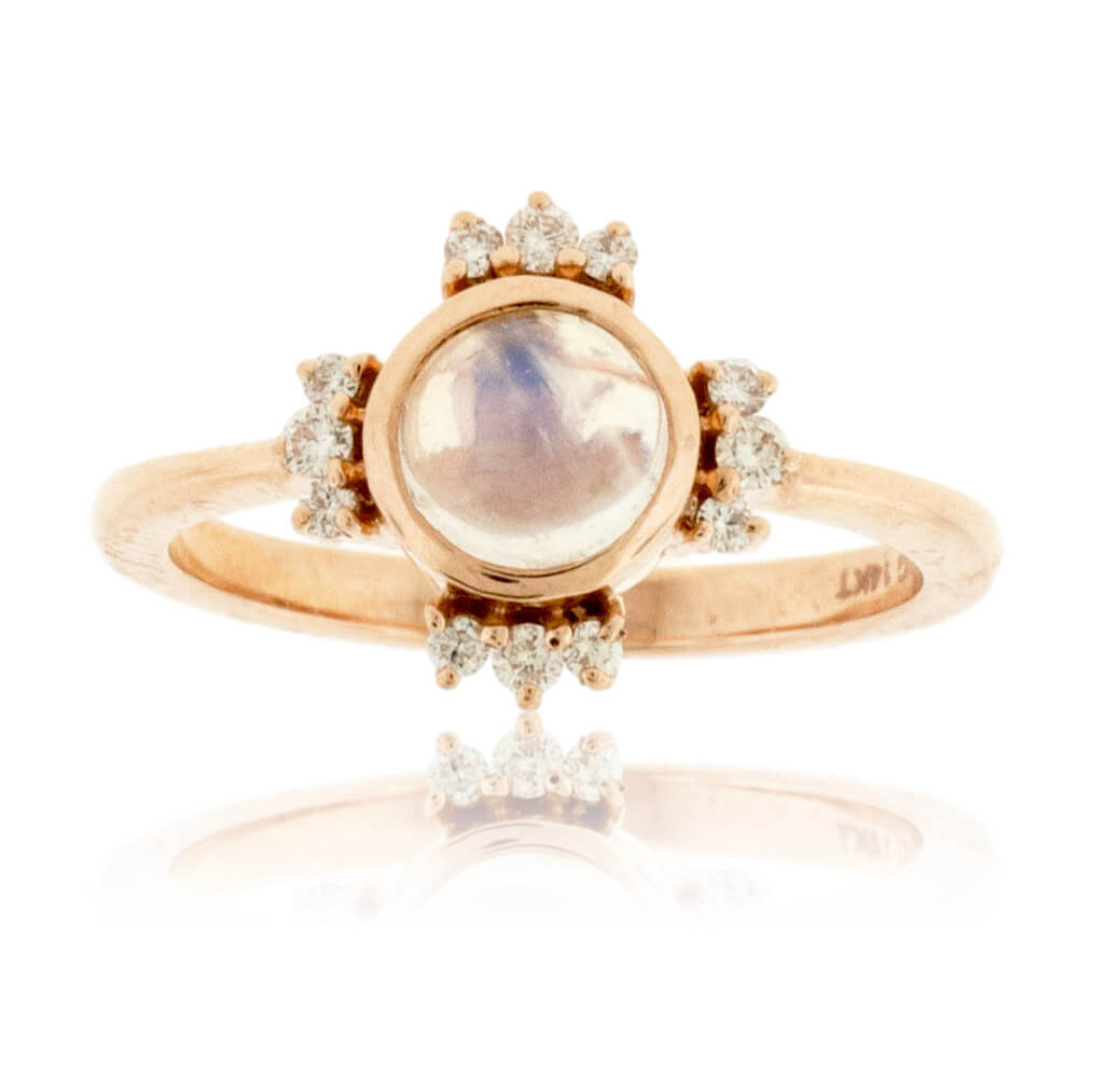 Minimalist Moonstone Cabochon with Diamond Accents - Park City Jewelers
