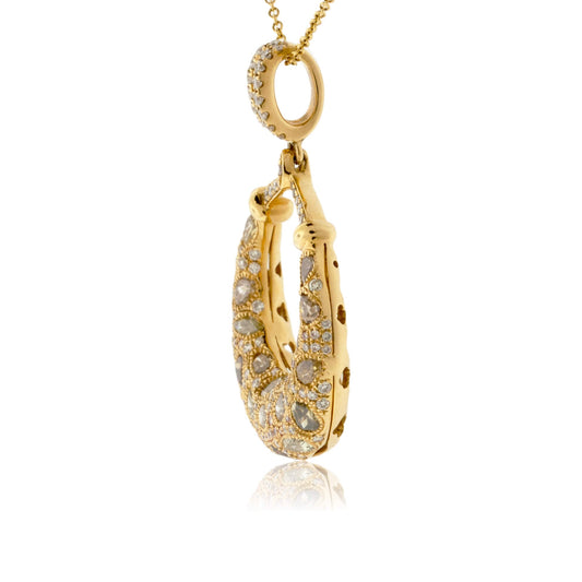 Mixed Cut Colored Diamond & Diamond Pendant w/ Chain - Park City Jewelers