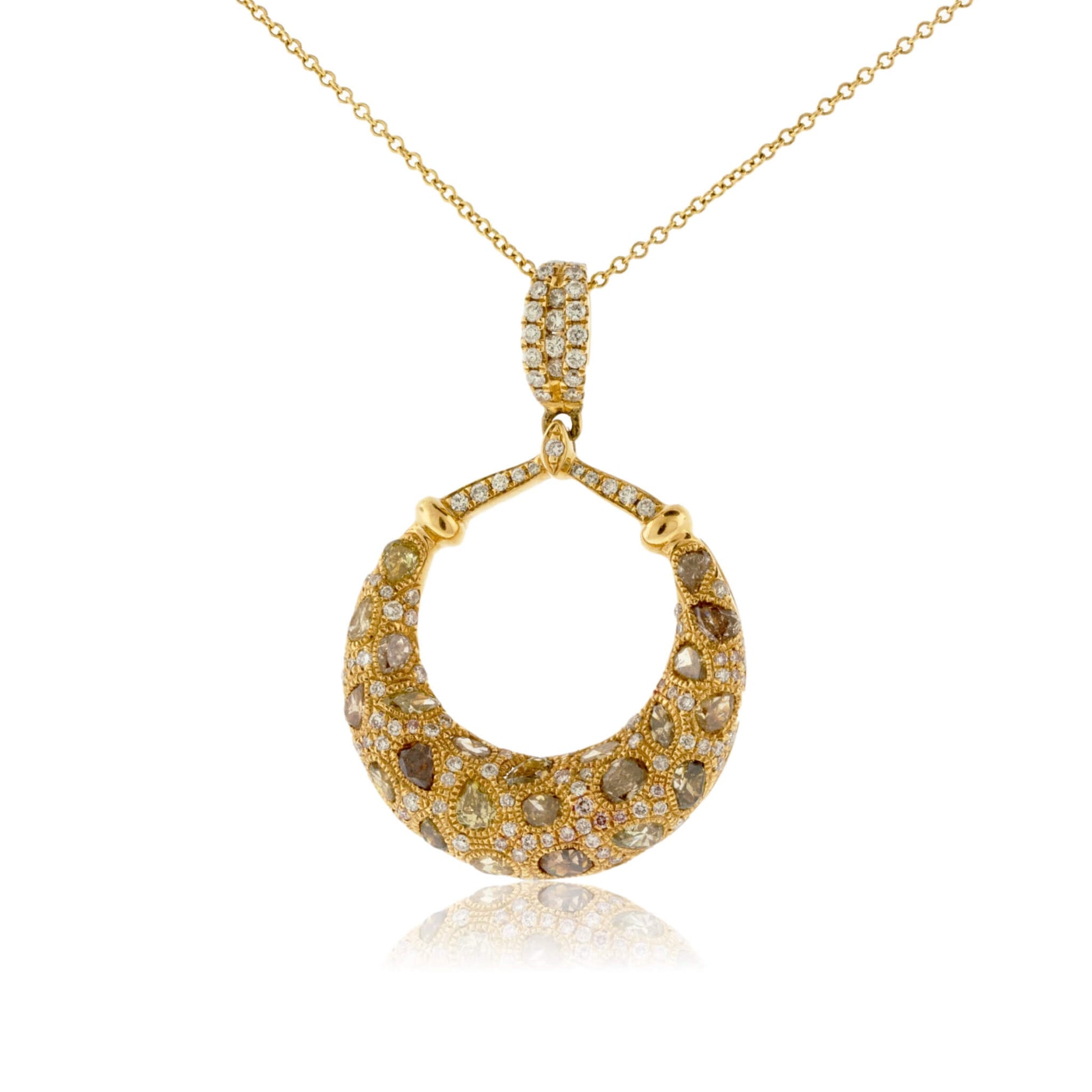 Mixed Cut Colored Diamond & Diamond Pendant w/ Chain - Park City Jewelers