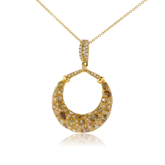Mixed Cut Colored Diamond & Diamond Pendant w/ Chain - Park City Jewelers