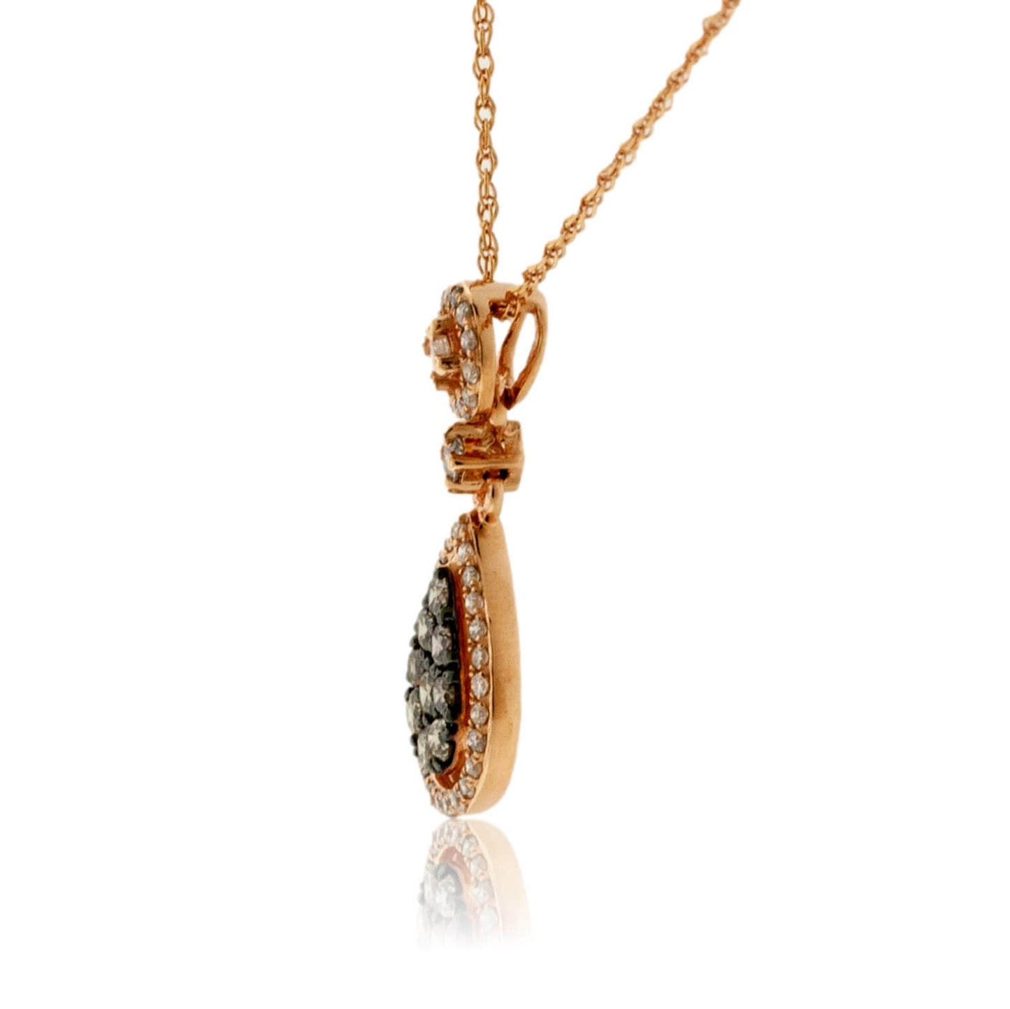 Mocha Diamond and Diamond Halo Style Pendant - Park City Jewelers