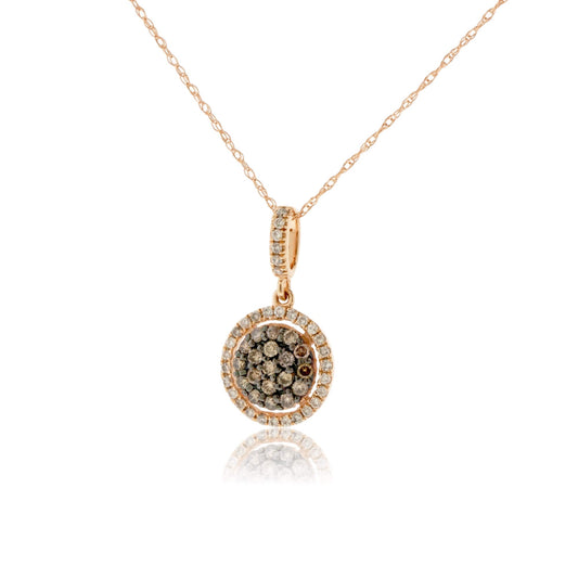 Mocha Diamond and Diamond Halo Style Pendant - Park City Jewelers