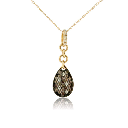 Mocha Diamond and Diamond Halo Style Pendant - Park City Jewelers