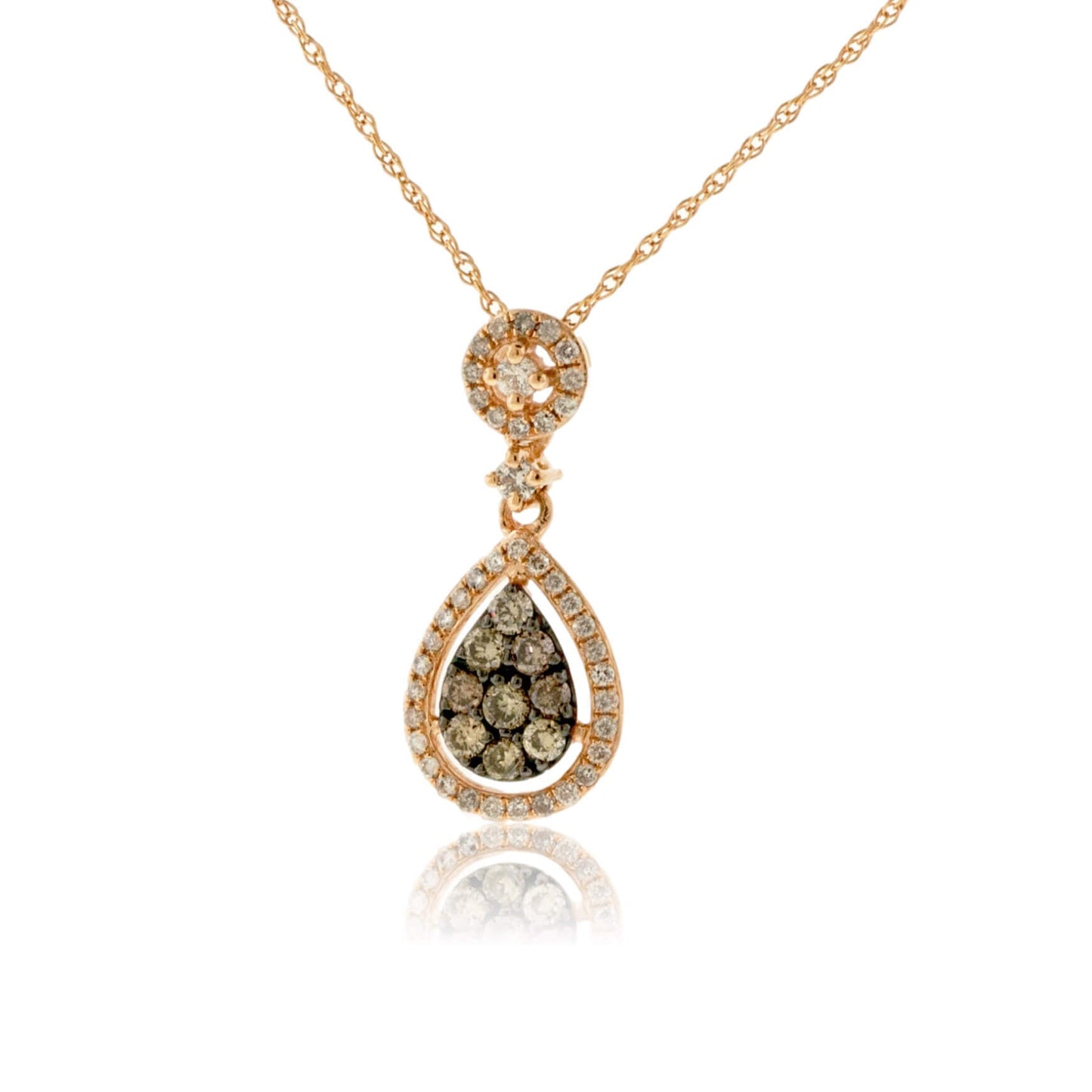 Mocha Diamond and Diamond Halo Style Pendant - Park City Jewelers