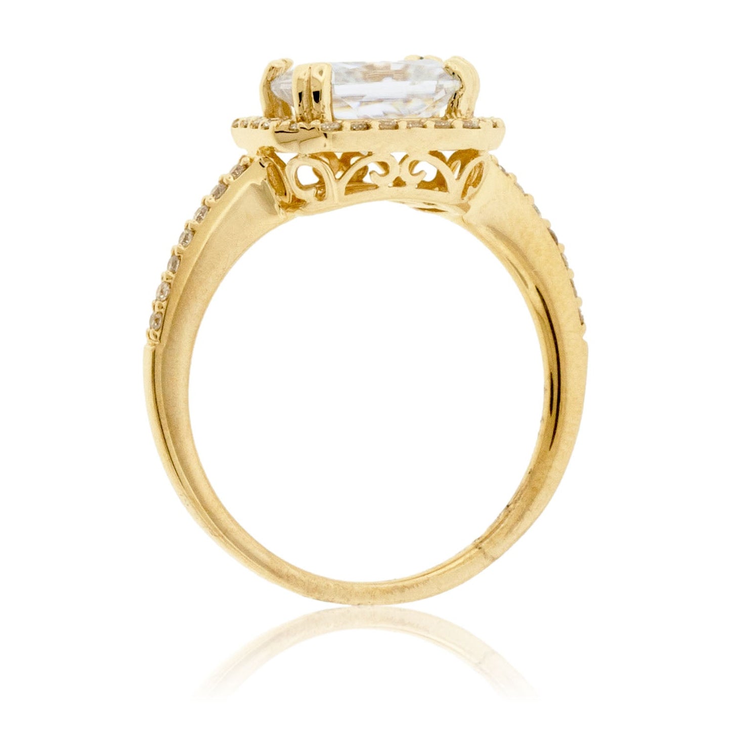Moissanite Center Stone & Diamond Halo Accent Engagement Style Ring - Park City Jewelers