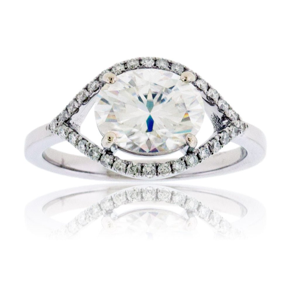 Moissanite Center Stone & Diamond Halo Accent Engagement Style Ring - Park City Jewelers