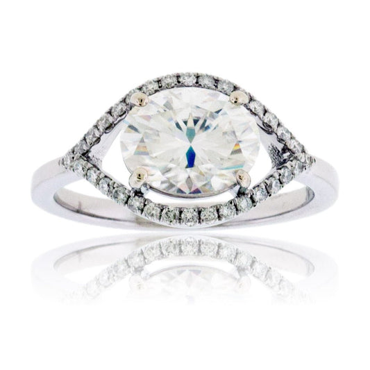 Moissanite Center Stone & Diamond Halo Accent Engagement Style Ring - Park City Jewelers