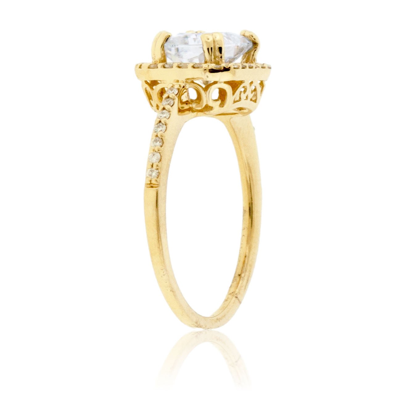 Moissanite Center Stone & Diamond Halo Accent Engagement Style Ring - Park City Jewelers
