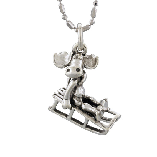 Moose Sledding Charm - Park City Jewelers