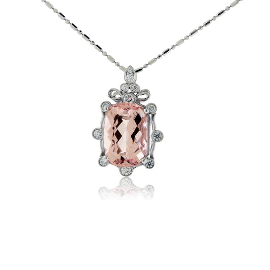 Morganite and Diamond Accented Pendant - Park City Jewelers