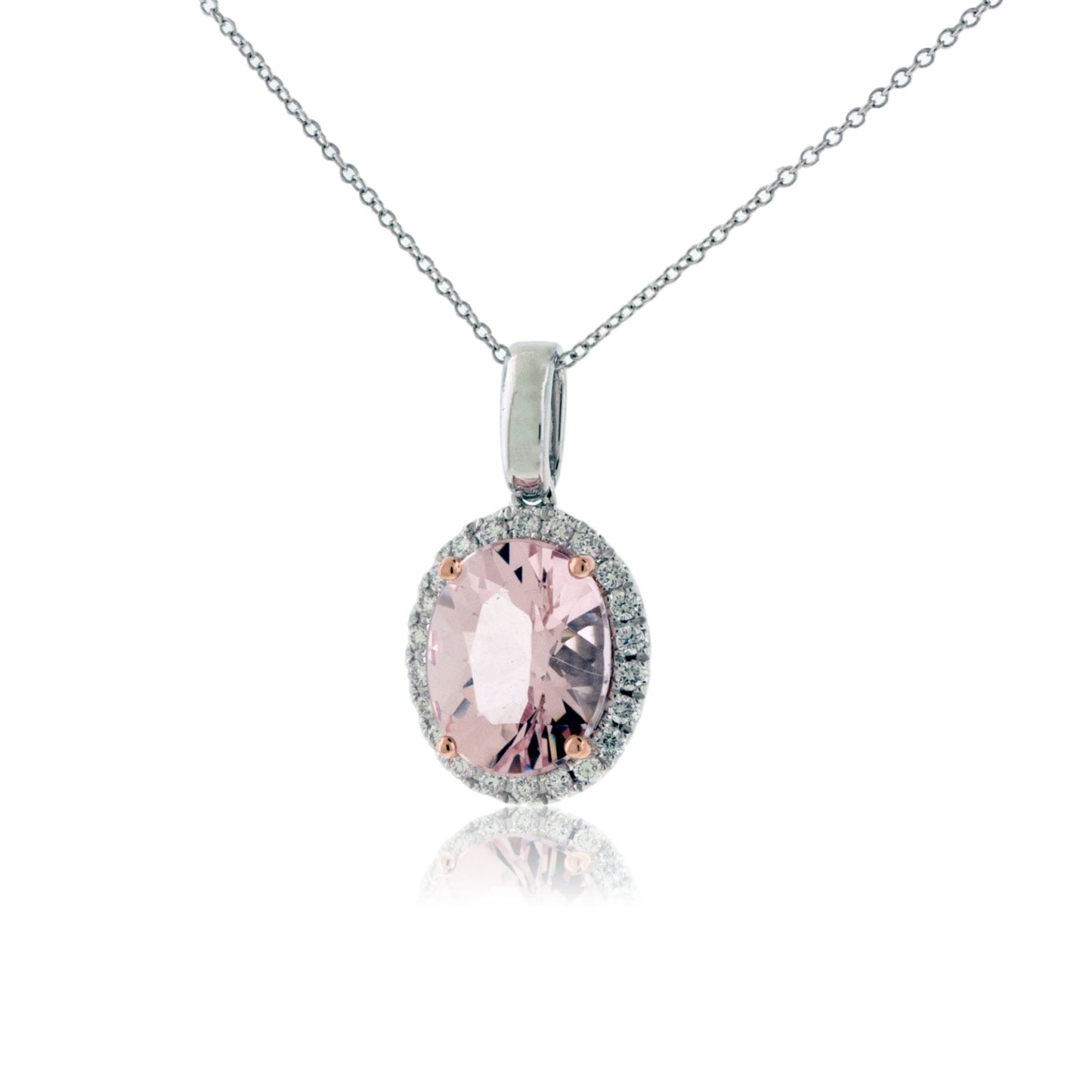 Morganite and Diamond Halo Pendant - Park City Jewelers