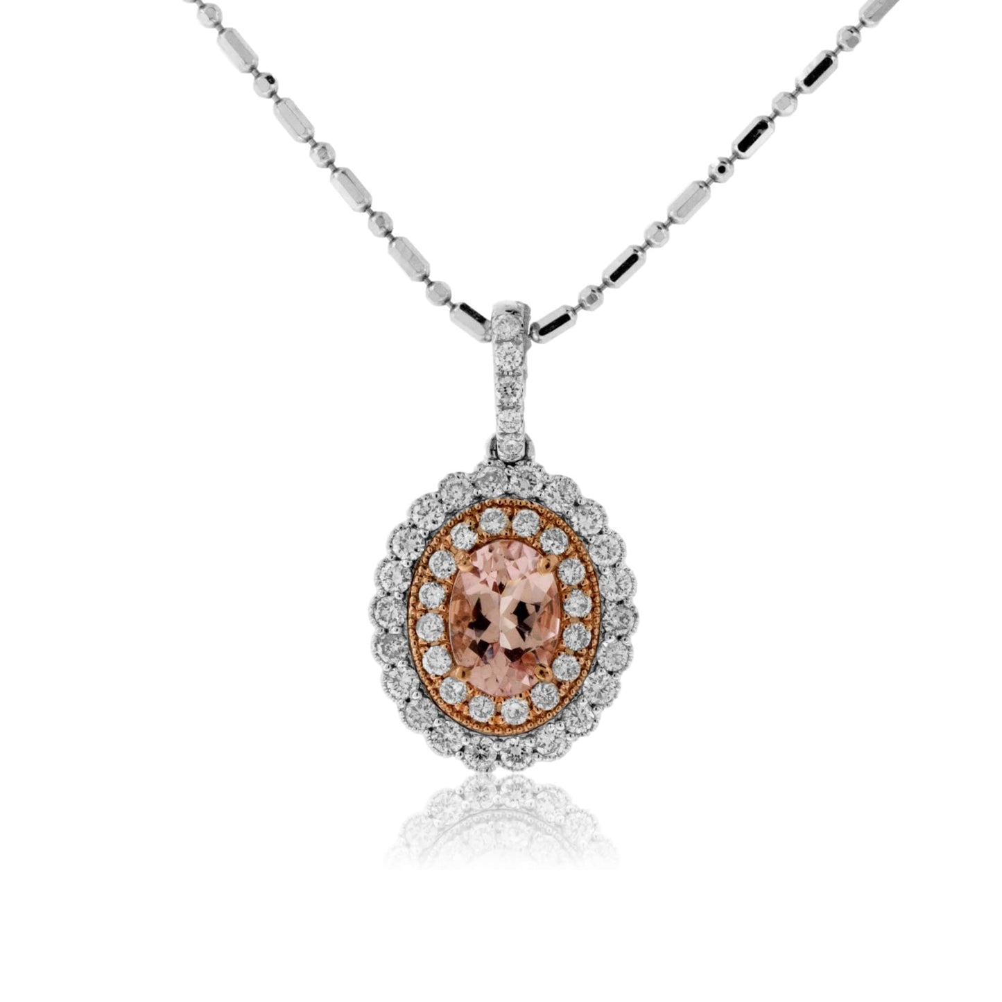 Morganite and Diamond Milgrain Halo Pendant - Park City Jewelers