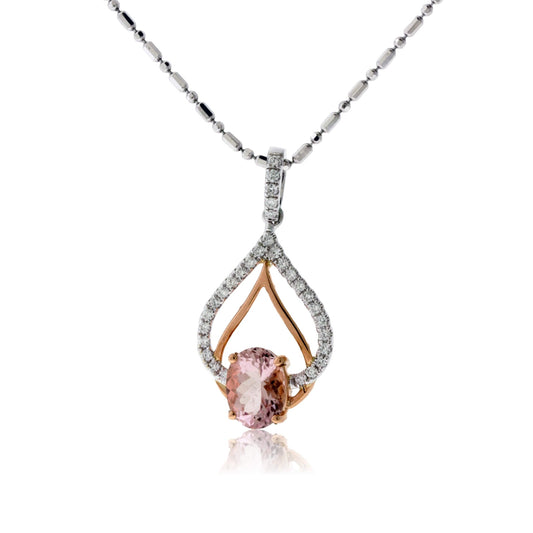 Morganite and Diamond Reverse Heart Pendant - Park City Jewelers