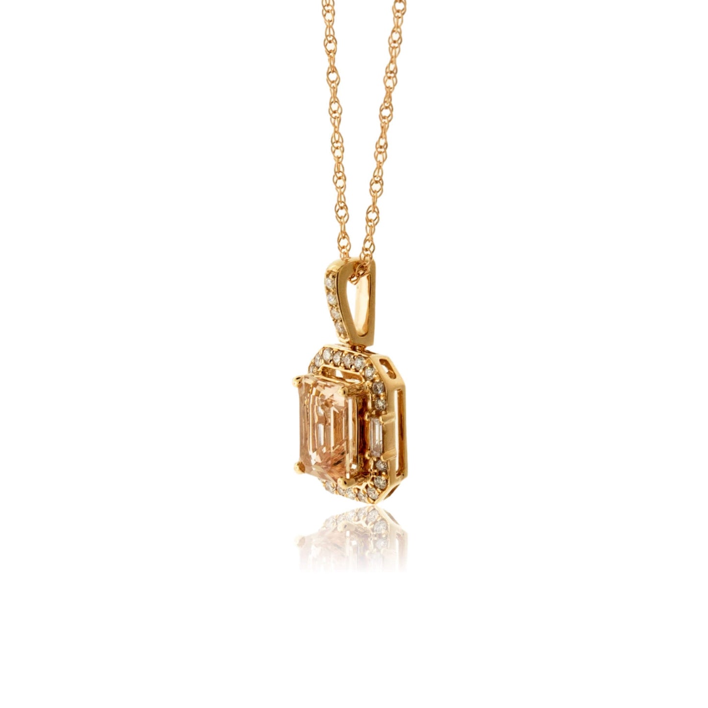 Morganite and Unique Style Diamond Halo Pendant - Park City Jewelers