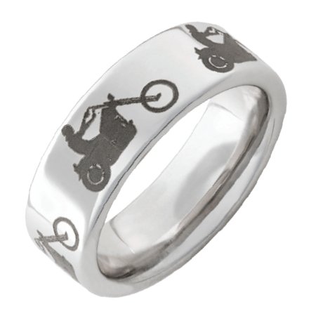 Motorcycle Biker Laser Engraved Comfort Fit Band - Park City Jewelers