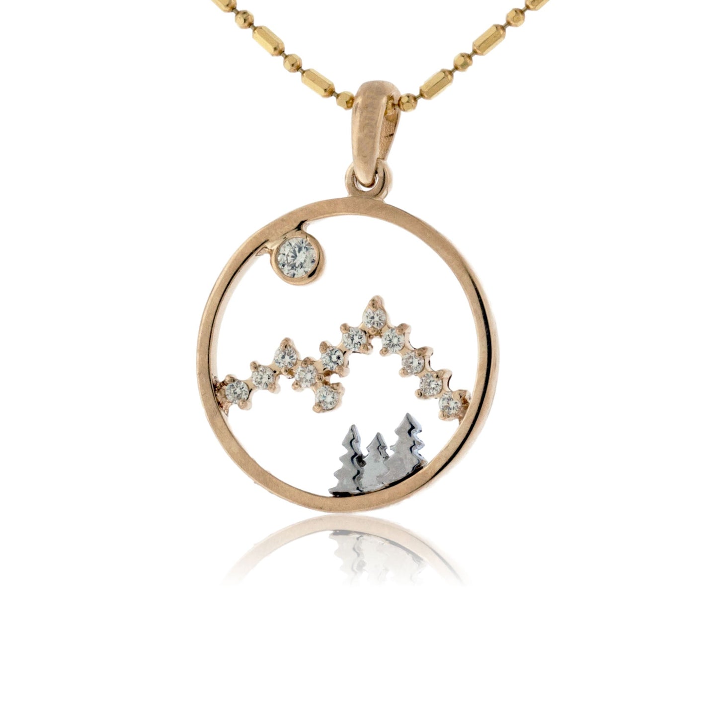 Mountain and Diamonds Circle with Pine Tree Pendant - Park City Jewelers