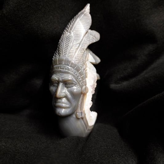 Native American Style Druzy and Amethyst Carving - Park City Jewelers