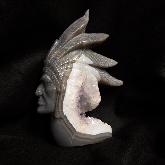 Native American Style Druzy and Amethyst Carving - Park City Jewelers