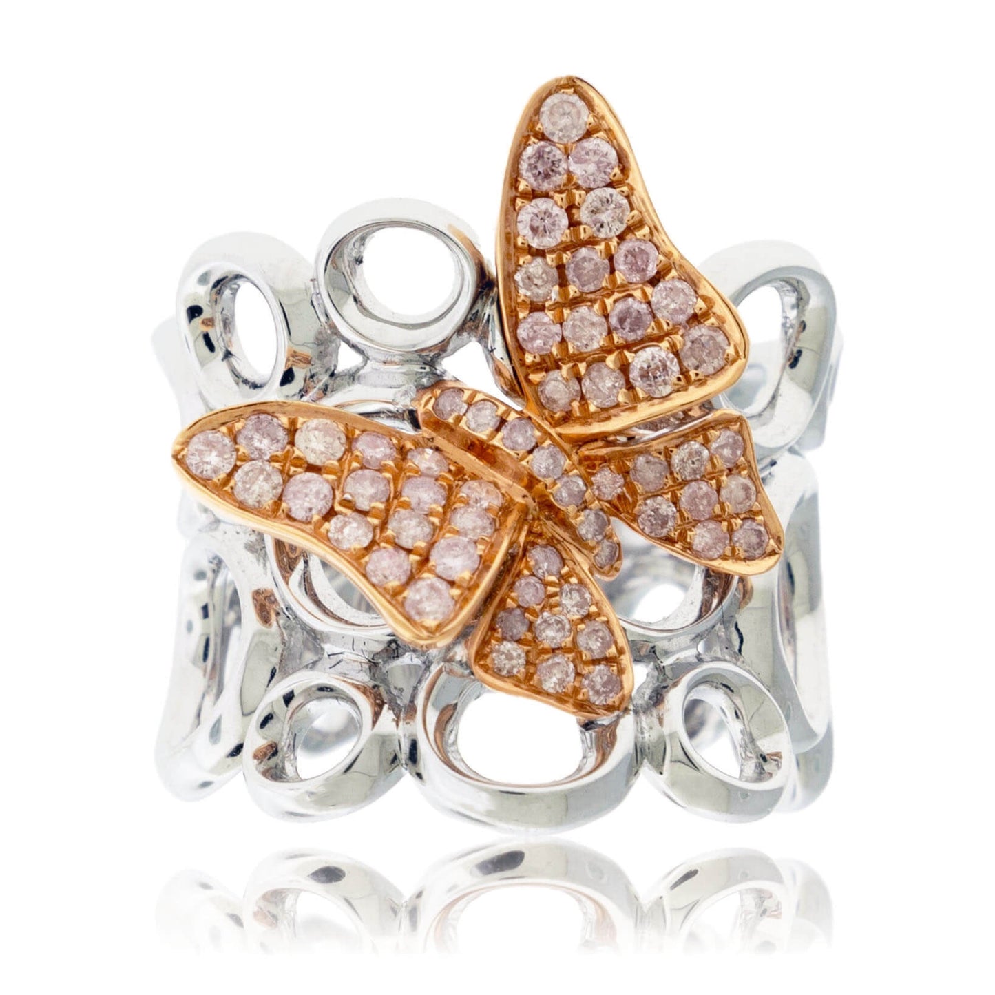Natural Pink Color Diamond & Diamond Butterfly Ring - Park City Jewelers