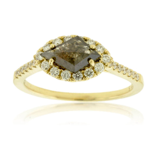 Natural Rough Diamond & Diamond Halo Style Ring - Park City Jewelers