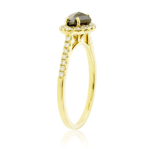 Natural Rough Diamond & Diamond Halo Style Ring - Park City Jewelers